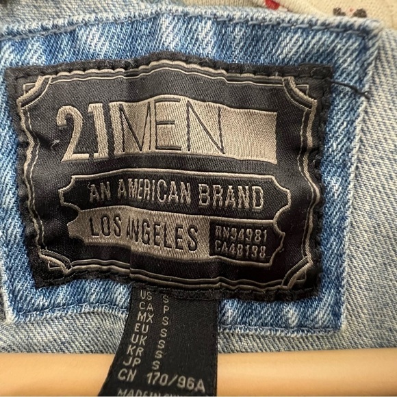 21men‎ | Forever 21 Hooded Denim Jacket, size Small - Picture 5 of 7